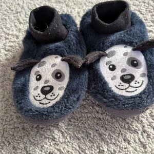 L.L. Bean Kids Slippers - Navy and Black Dalmatian Design
